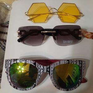 New Women's Sunglasses - Yellow, Black, Multicolor 3 Pair